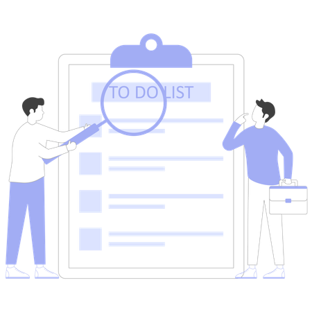 Funcionários se preparam para fazer lista para negócios  Ilustração