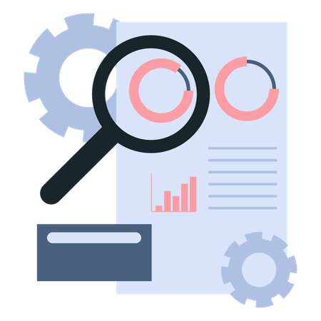 Funcionários trabalhando em dados de negócios  Illustration