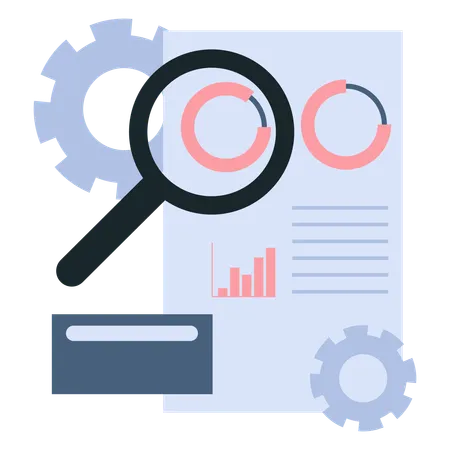 Funcionários trabalhando em dados de negócios  Illustration