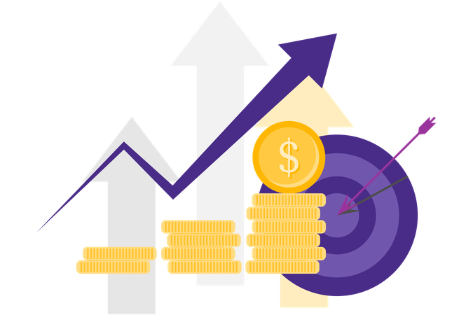 Funding target and arrow up  Illustration