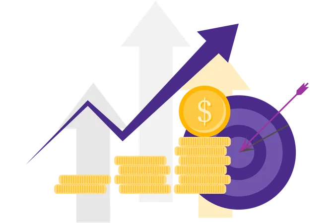 Funding target and arrow up  Illustration