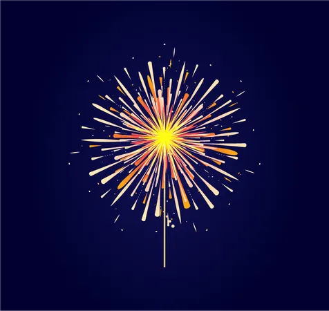 Fogos de artifício e fundo de celebração  Ilustração