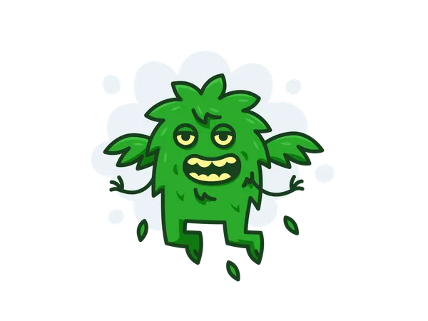 Funny and cute silly weed monster Illustration