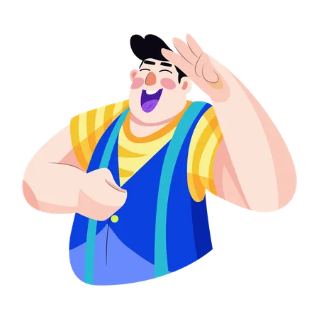 Funny boy laughing  Illustration