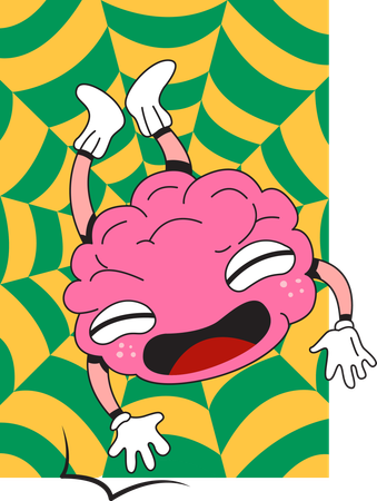 Funny brain falling  Illustration