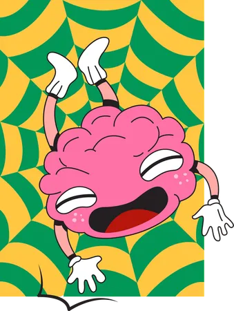 Funny brain falling  Illustration