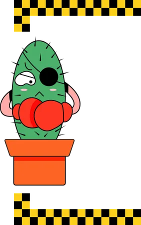 Funny cactus boxing  Illustration