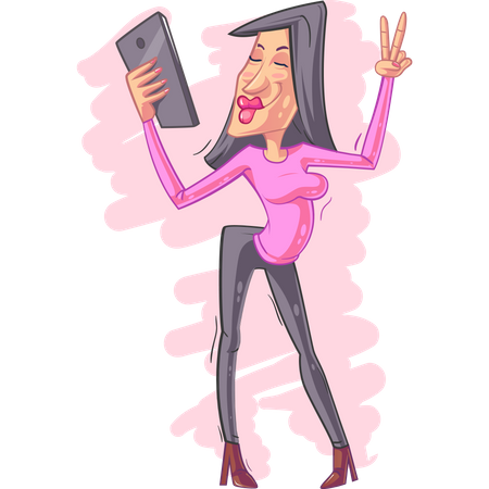 Funny character taking selfie  Illustration
