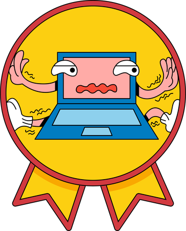 Funny computer hard working  イラスト