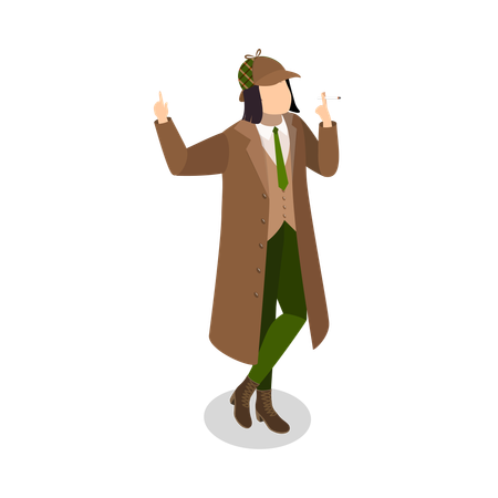 Funny Detective Characters  Illustration