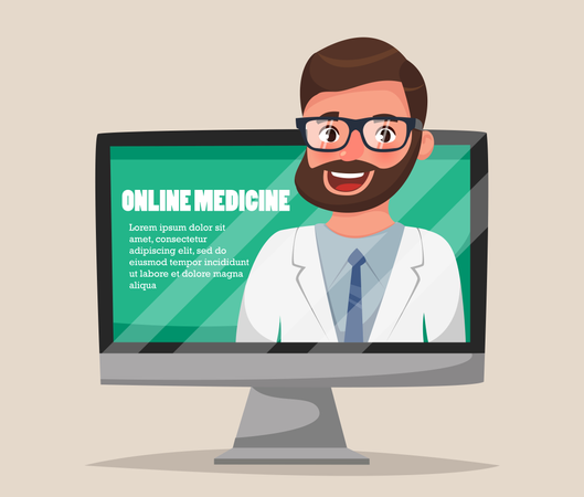 Funny Hipster Doctor character design  Illustration