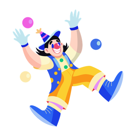 Funny joker juggling balls  Illustration