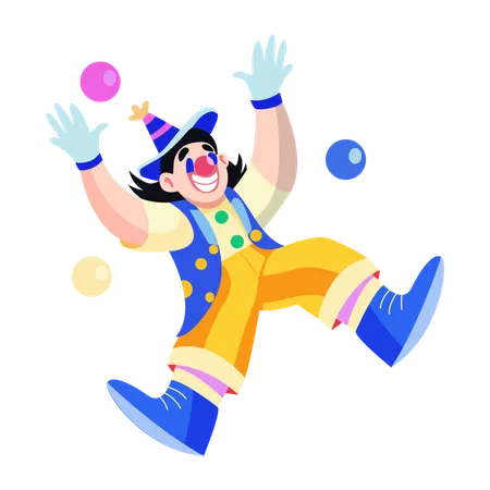 Funny joker juggling balls  Illustration