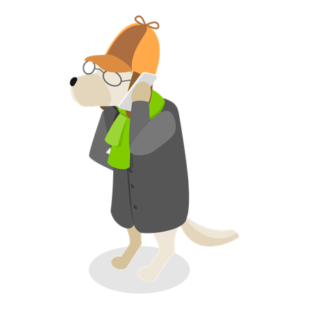 Funny Pet Detectives doing investigation  Illustration