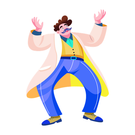 Funny professor dancing  Illustration