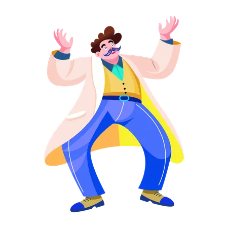 Funny professor dancing  Illustration