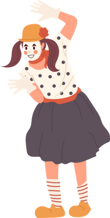 Funny woman mime actress  Illustration