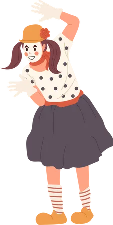 Funny woman mime actress  Illustration