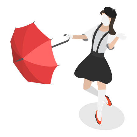 Funny woman mime actress  Illustration