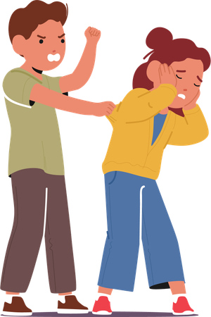 Furious Boy And Girl Clash In Heated ArgumentTo Physical Altercation  Illustration