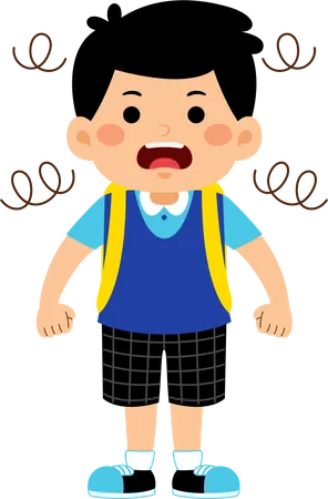 Boy Student With School Uniform Illustration