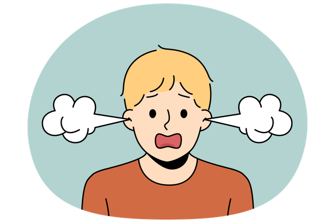 Furious boy with steam coming from ears  Illustration