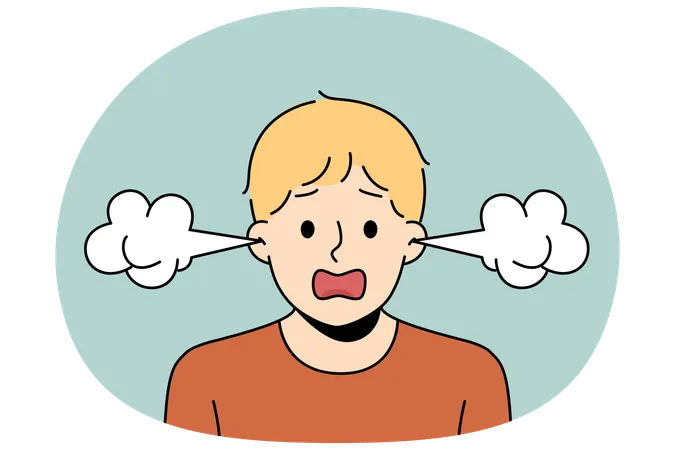 Furious boy with steam coming from ears  Illustration