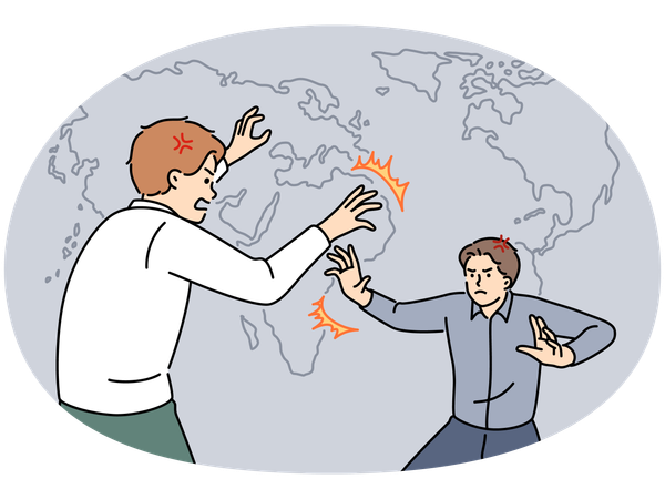 Furious businessmen fighting  Illustration