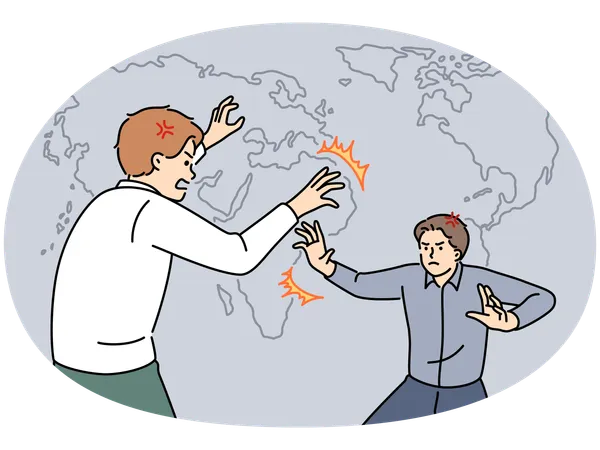 Furious businessmen fighting  Illustration