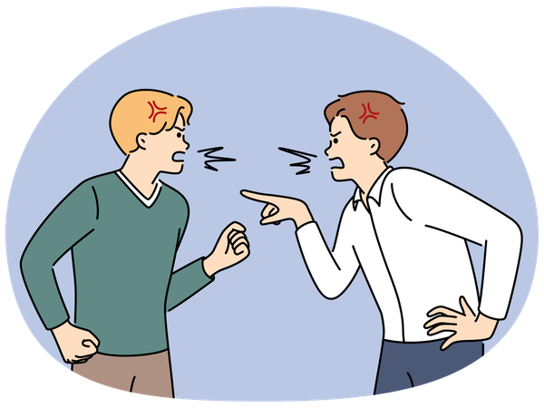 Furious men scream at each other  Illustration