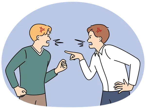 Furious men scream at each other  Illustration