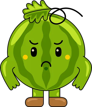 Furious Watermelon Mascot  Illustration