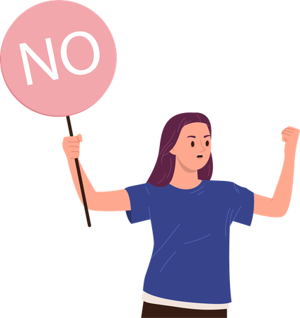 Furious woman shouting and yelling with angry emotion holding bid with rejection  Illustration