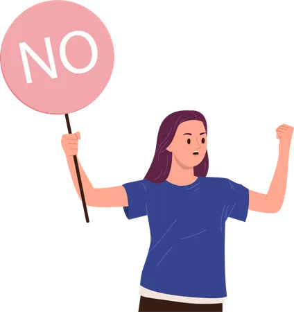 Furious woman shouting and yelling with angry emotion holding bid with rejection  Illustration