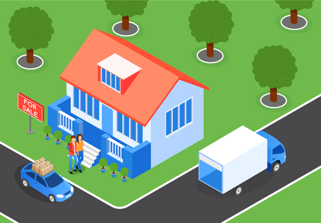 Furniture Transportation from Sold House  Illustration