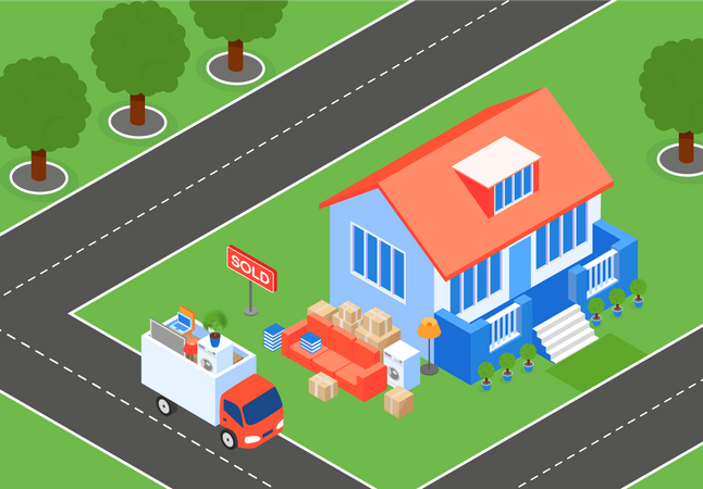 Furniture Transportation from Sold House  イラスト