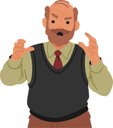 Furrowed Brows And Stern Gaze Define The Angry Senior Man His Frustration Is Palpable Etched On A Weathered Face That Mirrors A Lifetime Of Character Experiences Cartoon People Vector Illustration Illustration