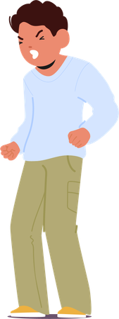 Fury Child Boy with Contorted Face  Illustration