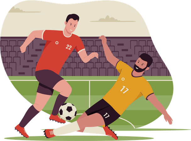 Fußballer im Duell Footballspieler  Illustration