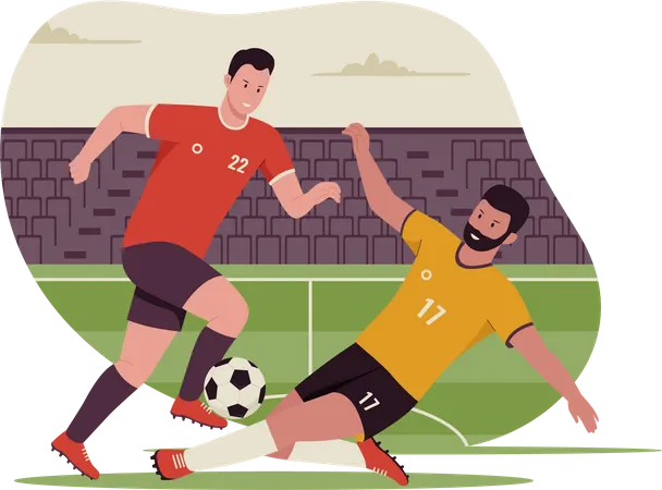 Fußballer im Duell Footballspieler  Illustration