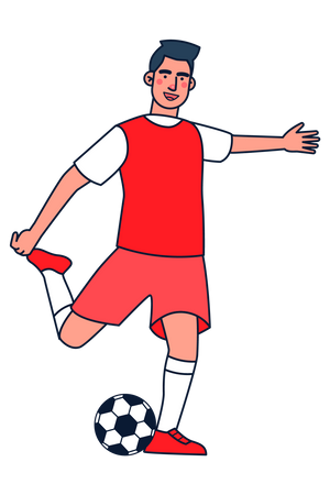 Fußballspieler tritt Ball  Illustration