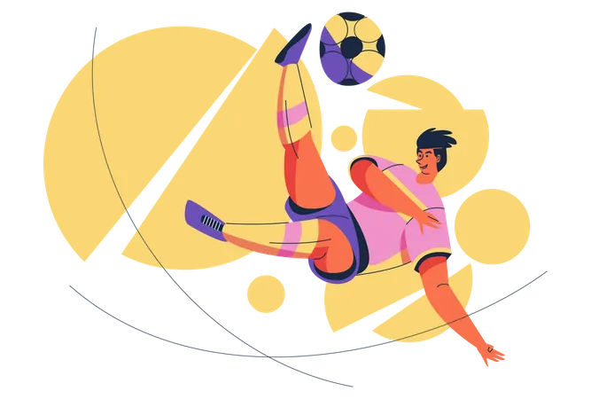 Fußballspieler tritt Ball  Illustration