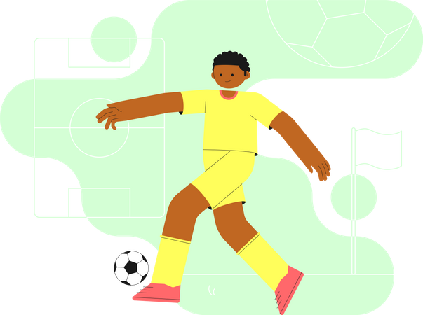 Fußballspieler tritt Ball  Illustration