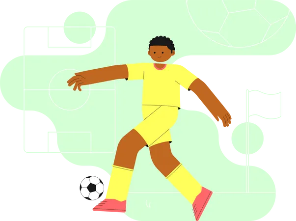 Fußballspieler tritt Ball  Illustration