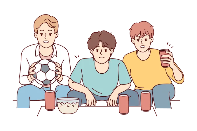 Fußballfans schauen sich ein Fußballspiel an  Illustration