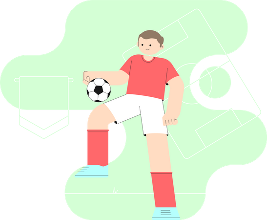 Fußballspieler dribbelt den Ball  Illustration