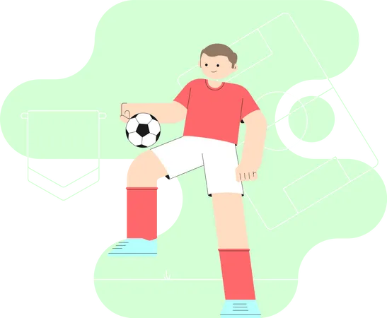 Fußballspieler dribbelt den Ball  Illustration