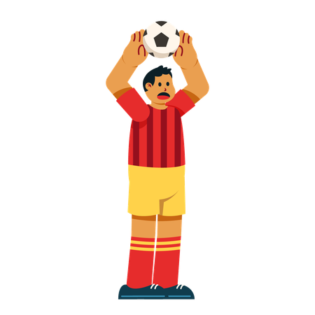 Footballspieler hält Fußball  Illustration