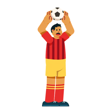 Footballspieler hält Fußball  Illustration