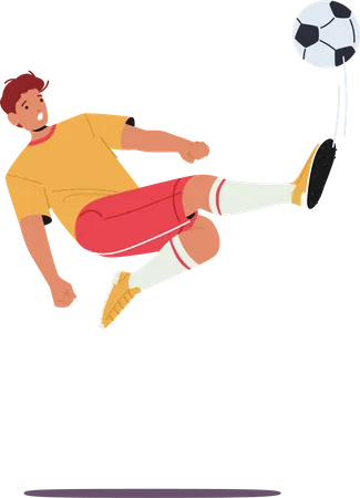 Footballspieler kickt den Ball  Illustration